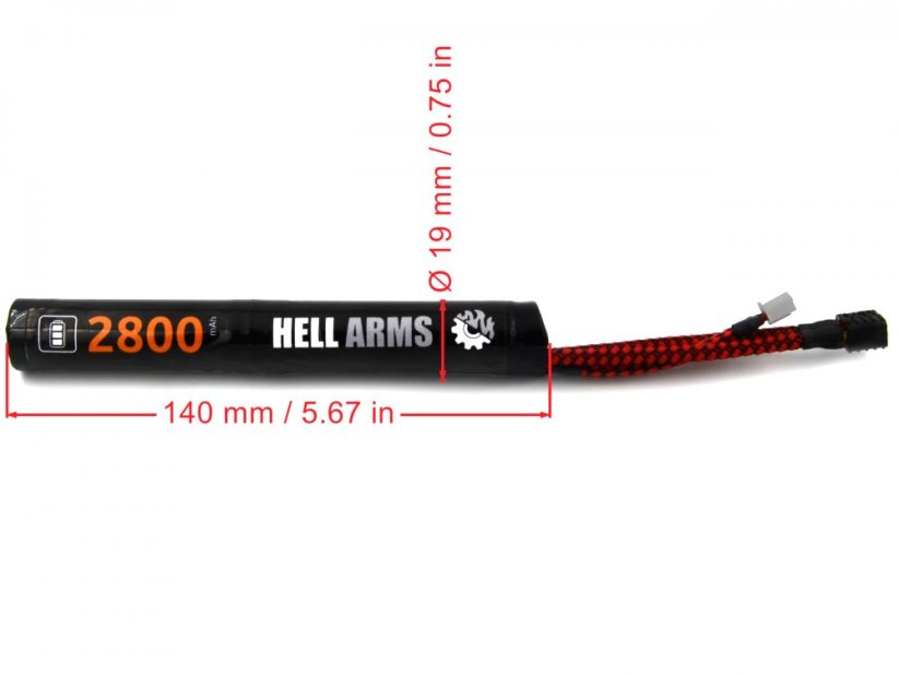Airsoft accumulator / battery Li-Ion HellArms 2S 7,4V / 2800mAh 35/85A - Selecting a connector: XT60