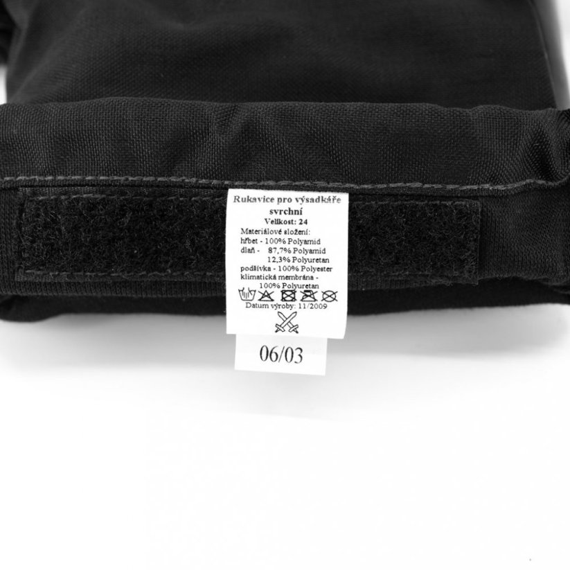 Rukavice pro výsadkáře slaňovací kombi AČR zimní - Barva: ČERNÁ - BLACK, Velikost: 19