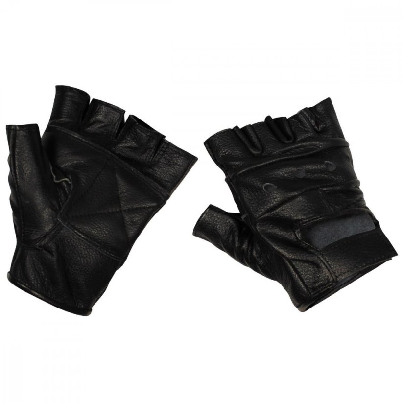 Rukavice bez prstů kožené ČERNÉ - Barva: ČERNÁ - BLACK, Velikost: L